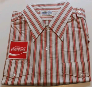 New Enjoy Coca Cola Riverside Permanent Press Short Sleeve 18-18.5 Uniform 70s - Picture 1 of 6