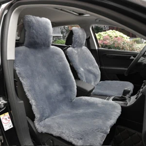 1 x Grey Short Wool Front Seat Cover Premium Quality Australian Sheep Skin Car - Picture 1 of 4