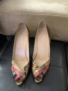 Prada Peep Toe Heels With Upper Leather - Picture 1 of 12