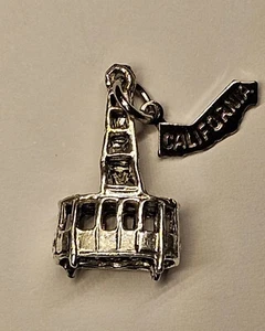 Vintage Trolley Aerial Tram/Trolly California .925 Sterling Silver Charm Pendant - Picture 1 of 3