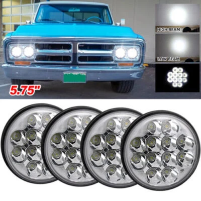 Faros LED redondos altos/bajos de 5,75" 5-3/4" para GMC C15/C1500 Suburban Chevy 4 piezas Foto 1 de 4
