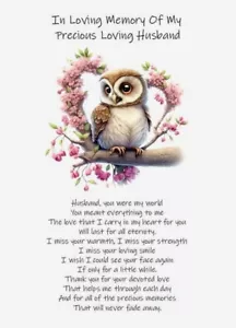 In Loving Memory Of My Precious Loving Husband A5 CARD Sentimental Sympathy - Picture 1 of 2