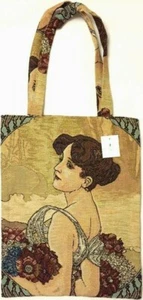 MUCHA SOMMER ETE TAPESTRY EINKAUFSTASCHE TASCHE, GEWEBT & HERGESTELLT IN FRANKREICH, 32 CM X 41 CM - Bild 1 von 7