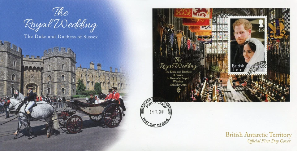 BAT Brit Ant Ter 2018 FDC Prince Harry Meghan Royal Wedding 1v M/S Cover Stamps - Image 1 of 1