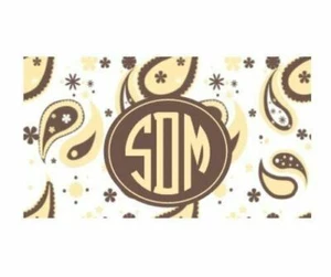 Paisley monogram Personalized VINYL Checkbook Cover - Picture 1 of 7