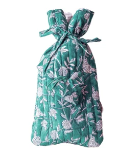 Ashiana Turquoise Quilted Cotton Cover Hot Water Bottle + Lavender Filled Heart - Picture 1 of 2