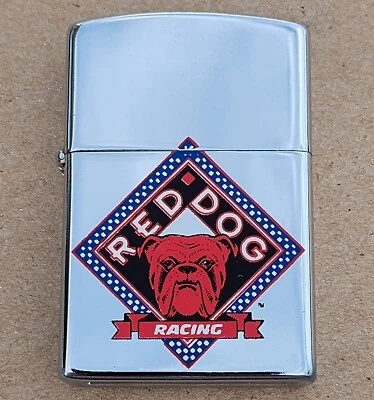 Red Dog Beer Racing KGM Flip Top Lighter - Chrome w/ Red Dog Beer Racing Logo - Image 1 of 2