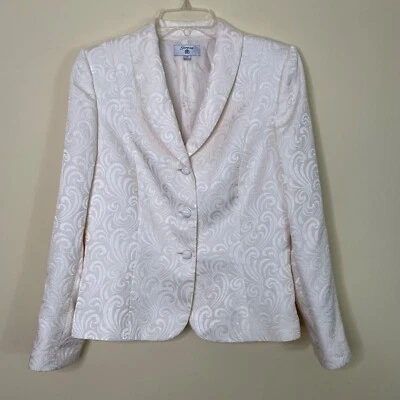 Blazer Stresa Mujer 12 Marfil Jacquard Vintage Tela Botones Poliéster Foto 1 de 4
