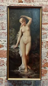 Pintura al óleo de Charles Grant Beauregard - Mujer desnuda al aire libre - siglo XIX - Imagen 1 de 10