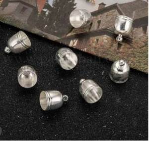Brass Cord End Caps 14mm x 10mm for 8mm Cords in Gold Silver Platinum 10 Pack - Picture 1 of 8
