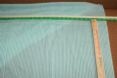 Stripe White with Aqua Fabric Poly/Cotton Sewing Craft Fat Quarter Fast Shipping - Image 1 of 2