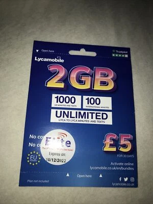 LYCAMOBILE 10xLyca Mobile Sim Card Pay As You Go Triple Cut Standard Micro & Nano Sim