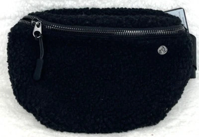 Apana Women’s Fanny Pack Cozy Sherpa Crossbody Belt Sling Bag Black - Image 1 of 4