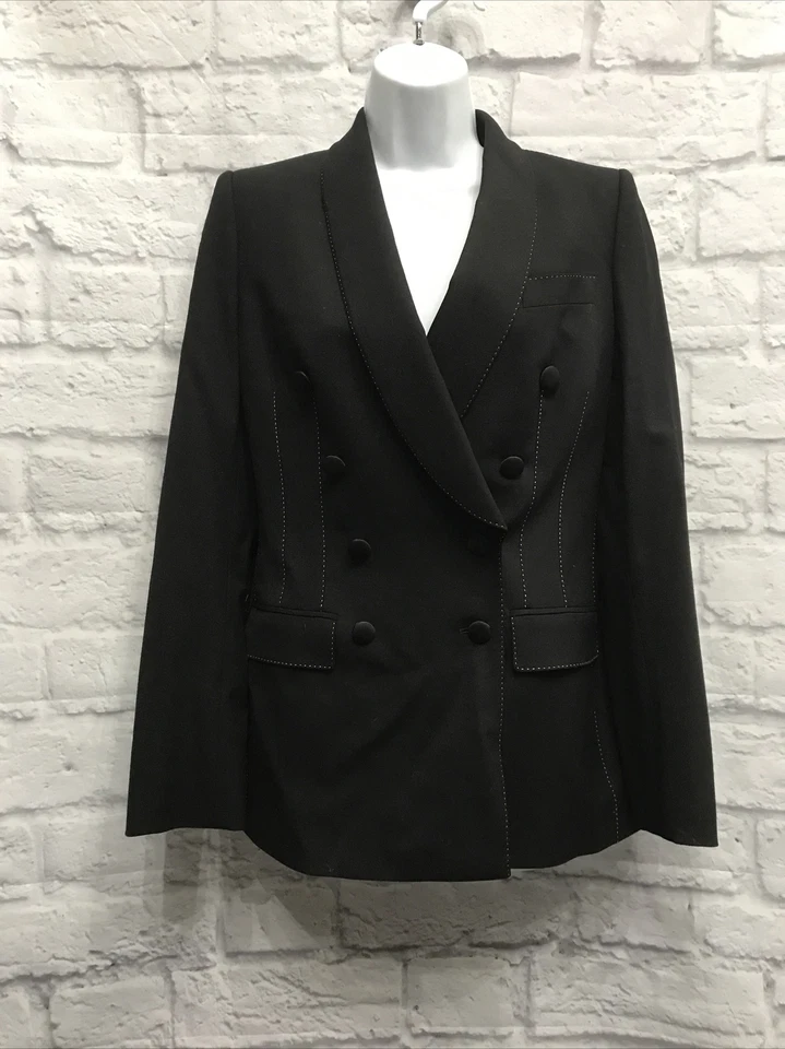 Chaqueta Blazer Dolce & Gabana Negra Rayas Rosa Doble Botón Pasarela A2 Foto 1 de 4