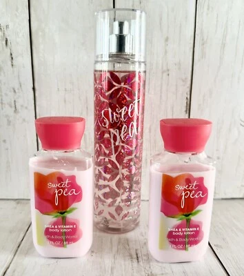 SWEET PEA Bath & Body Works Fine Fragrance Mist 8 oz & Body Lotion 3 oz~Set of 3 - Image 1 of 4
