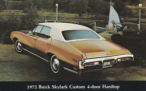 1972 Buick Skylark Custom 4-Door Hardtop, USA Dealership Advertising Postcard - Picture 1 of 2