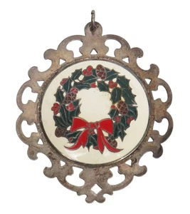 Ghirlanda Buon Natale Lunt 1978 colorata ornamento in argento sterling - Foto 1 di 4