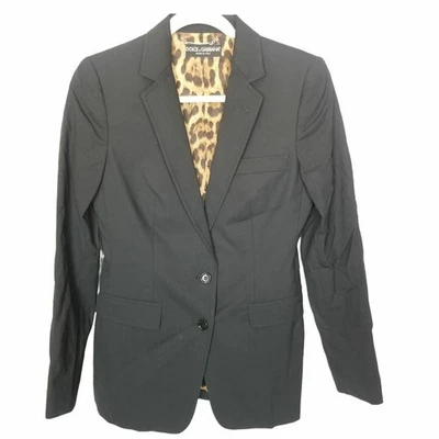 Dolce & Gabbana Women Wool Blazer 40 (US 4) Black Classic Designer Leopard Lined - Image 1 of 4