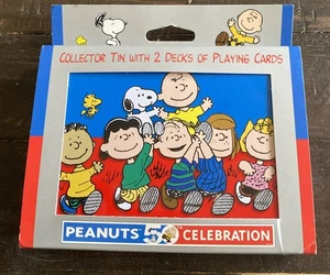 1999 Peanuts 50th Celebration Collector Tin - 2 Decks of Hoyle Playing Cards - Bild 1 von 6