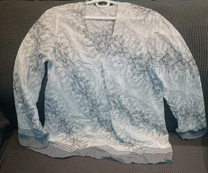 Rose & Olive Top Womens Medium Whit Sheer V Neck Blouse Casual LG Sleeve Ladies - Picture 1 of 14