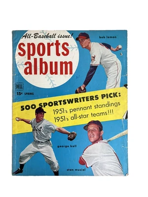 1951 年体育专辑全棒球发行 - George Kell、Bob Lemon、Stan Musial 封面 — 第 1/2 张图片