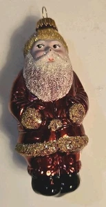 Blown Glass Santa Ornament Glass Creation German Artisans Glittery - Picture 1 of 7