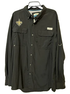 Magellan Mens Black Fish Gear Relaxed Fit Vented L/S Shirt XL New Orlrans Saints - Picture 1 of 11