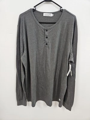 Camisa masculina Kinetix 2X cinza gola redonda manga longa Henley casual luxo nova com etiquetas - Imagem 1 de 4