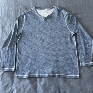 Tommy Bahama Shirt Mens XL Reversible Thermal Johnny Collar Blue Long Sleeve - Picture 1 of 11