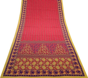 Sushila Vintage Indian Saree 100% Pure Crepe Silk Printed Floral Soft Fabric - Picture 1 of 9