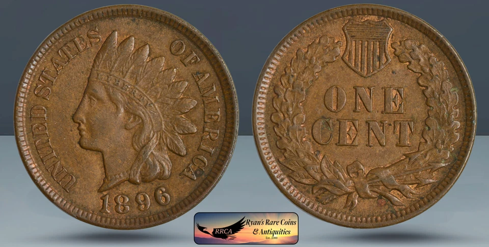 1896 Indian Head Cent, Penny, Brilliant Uncirculated, Ryan's Rare Coins, C8465 - Image 1 of 4