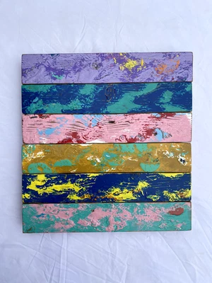 стандартное издание lumiere абстрактное акриловое произведение искусства на деревянных планках - Изображение 1 из 2