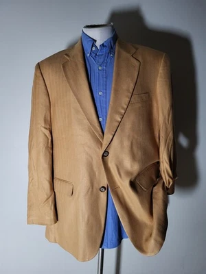 42R Bachrach Orange Silk Bamboo Herringbone Vents Sport Coat Jacket Blazer Tweed - Image 1 of 4