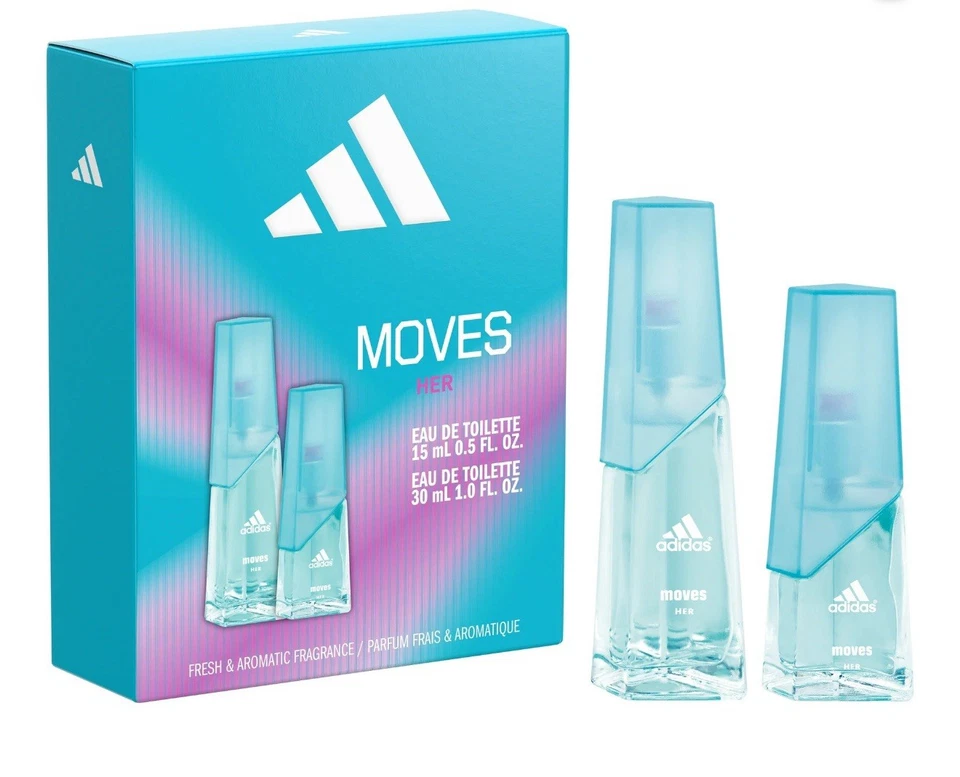 Adidas Moves for Her Eau de Toilette Set de Regalo - 0.5 OZ + 1.0 OZ - Nuevo Foto 1 de 3