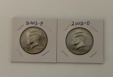 2002 P&D KENNEDY HALF DOLLAR Set (2 COIN SET) Uncirculated Cover