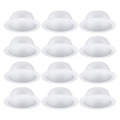 TORCHSTAR 12 Pack 6 Inch White Step Baffle Recessed Housing Can Trim Light