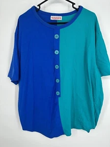 Young Stuff Damen Übergröße Vintage blau und türkis Colorblock Top Größe 3XL - Bild 1 von 5