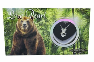 Bear Love Wish Pearl Necklace DIY Pendant with 16" Stainless Steel Necklace - Picture 1 of 5