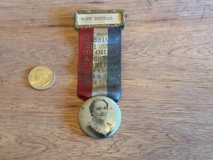1942 Daughters America Badge Ribbon Photo Pinback Button Pin Cleveland M Douglas - Picture 1 of 14