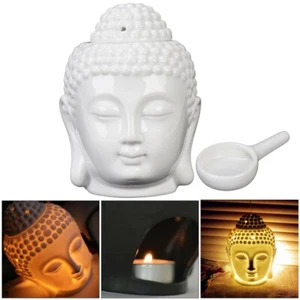 Thai Buddha Oil Burner Buddah Head Wax Melts Ornament Spa Ceramic Tea Light Gift - Picture 1 of 12