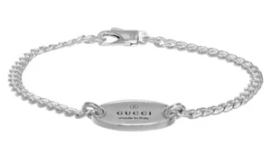 GUCCI Trademark Tag Sterling Silver Chain Bracelet YBA797152001 - Picture 1 of 4