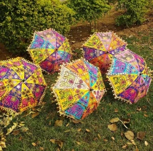 Wholesale Lot Decorative Umbrella Indian Handmade Cotton Umbrella Sun Parasol - Picture 1 of 6