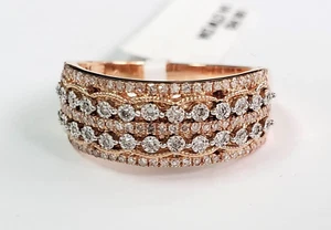 Rose Gold .25 CT Diamond Anniversary Band Ring Gift Ladies Women Round Millgrain - Picture 1 of 9