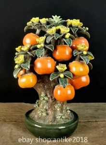 19.2" Old Chinese Song Shiwan Kiln Porcelain Fengshui Persimmon Tree Statue - Picture 1 of 9