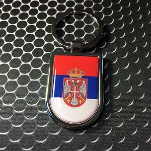 Serbia Srbija Flag Domed Stainless Keychain Proud Flag Car 3D 45mm x 30mm - Bild 1 von 4