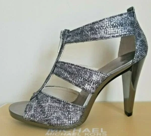 Michael KORS BERKLEY SILVER BLACK CHEETAH GLITTER LOGO ZIPPER 5.5 I LOVE SHOES - Picture 1 of 8