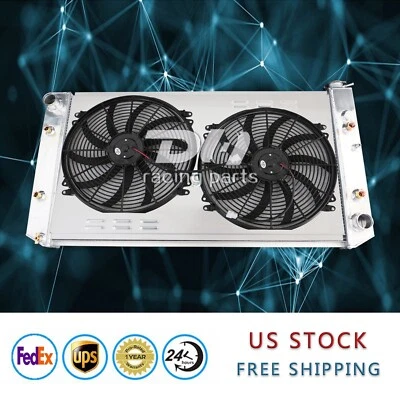 Radiador completo de aluminio Fit 1982-1987 86 GMC P2500 R1500 V1500 6,2 L V8 + cubierta + ventilador 3 filas Foto 1 de 4