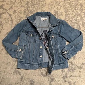 Gap Kids M MEDIUM Disney Denim Jean Jacket Mickey Mouse Distressed - Picture 1 of 4