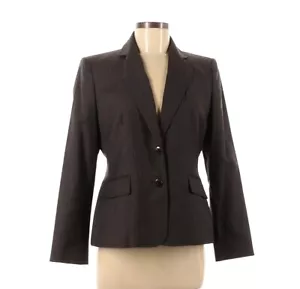 NEW Anne Klein Pin Stripe 2 Button Up Black Blazer Women's Sz 8 Petite Wool - Picture 1 of 9