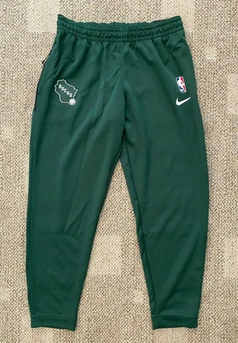 Men's S Small Nike Dry Polyester Athletic Pants Green NBA Milwaukee Bucks AT9228 Cover